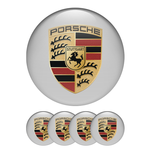 Porsche Silicone Stickers Wheel Center Cap Grey