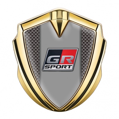 Toyota Metal 3D Domed Emblem Gold Grey Carbon Racing Logo Edition