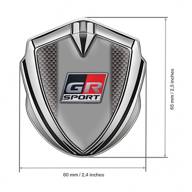 Toyota Metal 3D Domed Emblem Silver Grey Carbon Racing Logo Edition