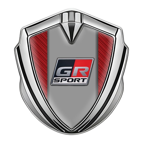 Toyota GR Emblem Badge Self Adhesive Silver Red Carbon Sport Variant