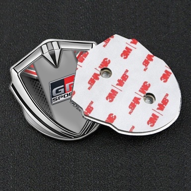 Toyota GR Emblem Trunk Badge Silver Dark Mesh Red Crest Sport Design