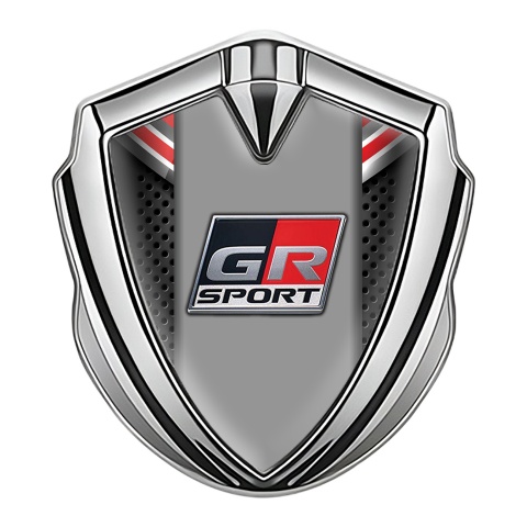 Toyota GR Emblem Trunk Badge Silver Dark Mesh Red Crest Sport Design