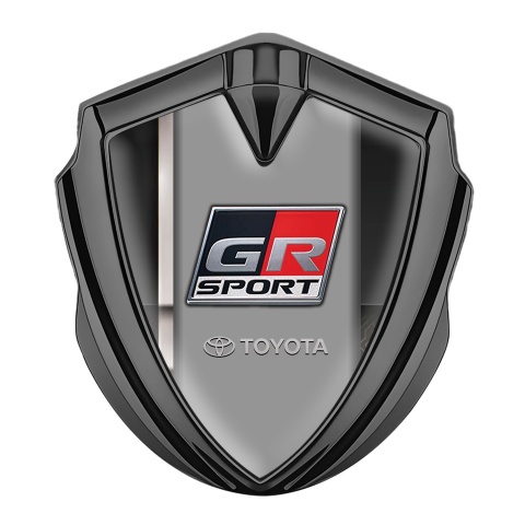 Toyota GR Emblem Car Badge Graphite Modern Base White Stripe Sport Motif