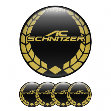 BMW AC Schnitzer Silicone Stickers Wheel Center Cap Black and Dark Yellow