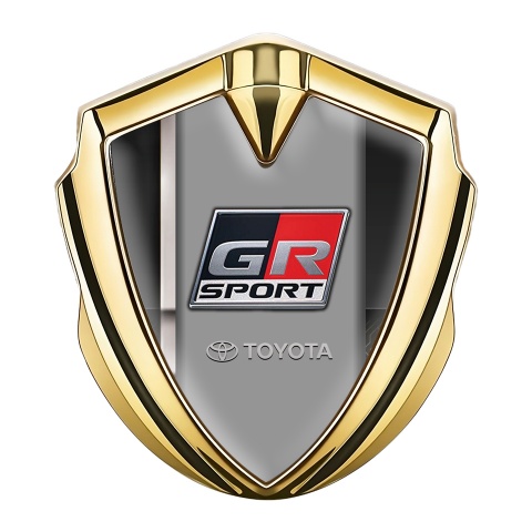 Toyota GR Emblem Car Badge Gold Modern Base White Stripe Sport Motif