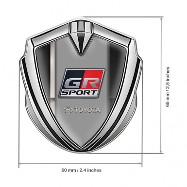 Toyota GR Emblem Car Badge Silver Modern Base White Stripe Sport Motif