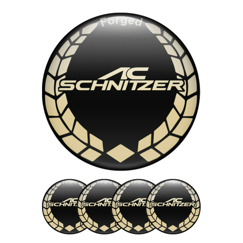 BMW AC Schnitzer Silicone Stickers Wheel Center Cap Black and Light Beige