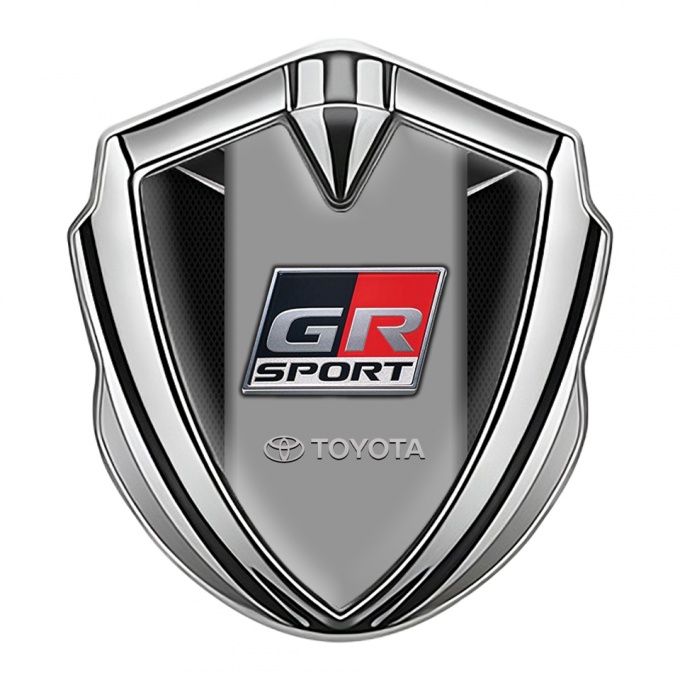 Toyota GR Emblem Badge Self Adhesive Silver Black Mesh Chrome Fragments