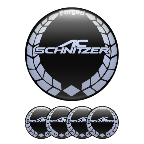 BMW AC Schnitzer Silicone Stickers Wheel Center Cap Black and Light Blue