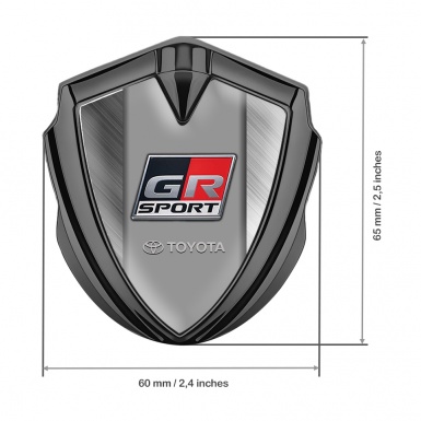Toyota GR Emblem Fender Badge Graphite Brushed Aluminum Sport Logo