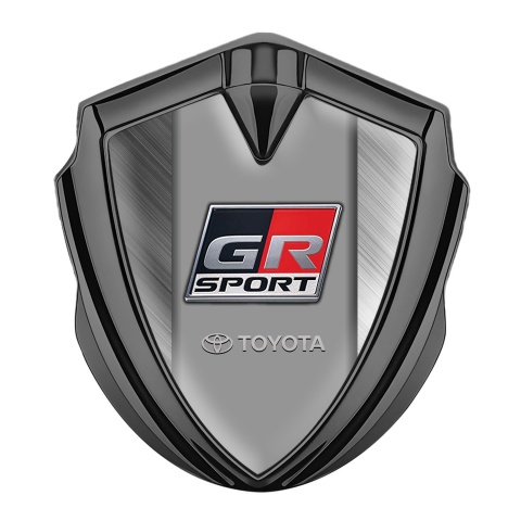 Toyota GR Emblem Fender Badge Graphite Brushed Aluminum Sport Logo
