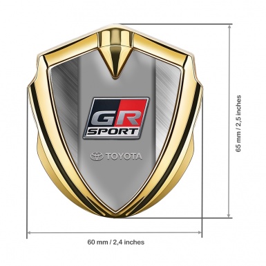 Toyota GR Emblem Fender Badge Gold Brushed Aluminum Sport Logo