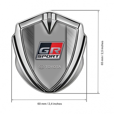 Toyota GR Emblem Fender Badge Silver Brushed Aluminum Sport Logo