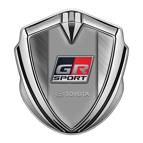 Toyota GR Emblem Fender Badge Silver Brushed Aluminum Sport Logo