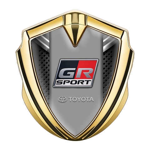 Toyota GR Fender Emblem Badge Gold Grey Ribbons Sport Logo Design