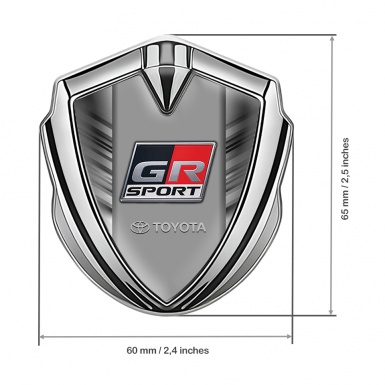 Toyota GR Emblem Self Adhesive Silver Grey Stripes Frame Sport Edition