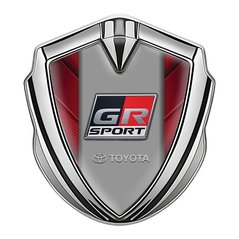 Toyota GR Bodyside Emblem Badge Silver Crimson Hex Sport Variant