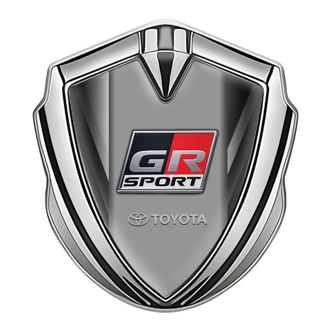 Toyota GR Bodyside Domed Emblem Silver Grey Stripes Frame Sport Motif