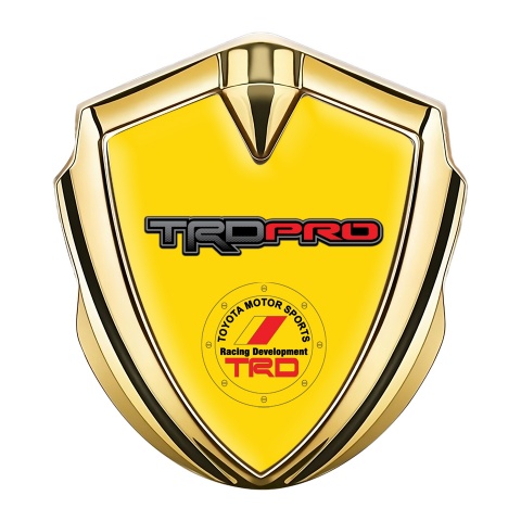 Toyota TRD Metal Emblem Self Adhesive Gold Yellow Back Circle Design