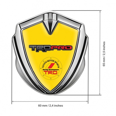 Toyota TRD Metal Emblem Self Adhesive Silver Yellow Back Circle Design