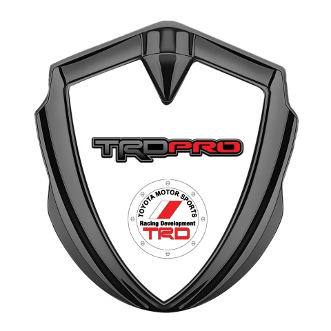 Toyota TRD Metal 3D Domed Emblem Graphite White Base Round Sport Logo