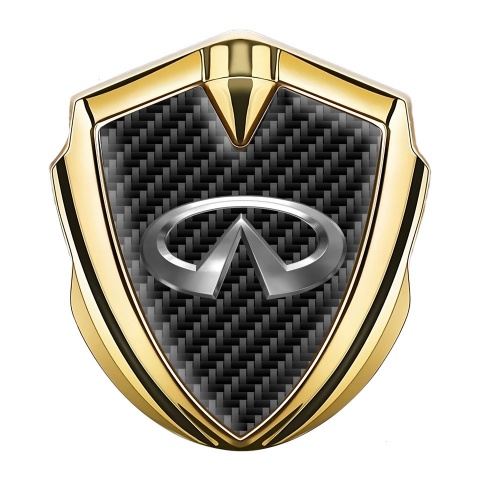 Infiniti Fender Emblem Badge Gold Black Carbon Big Chromatic Logo