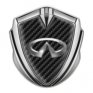 Infiniti Fender Emblem Badge Silver Black Carbon Big Chromatic Logo
