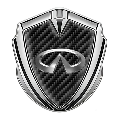 Infiniti Fender Emblem Badge Silver Black Carbon Big Chromatic Logo