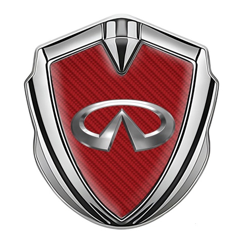 Infiniti Emblem Trunk Badge Silver Crimson Carbon Big Metallic Edition