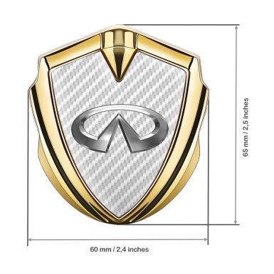 Infiniti Emblem Self Adhesive Gold White Carbon Chrome Logo Effect