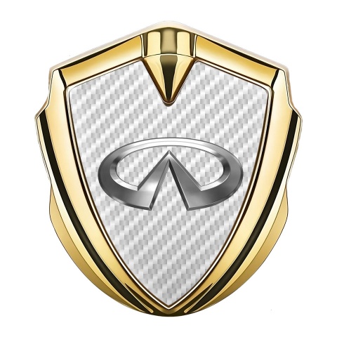 Infiniti Emblem Self Adhesive Gold White Carbon Chrome Logo Effect