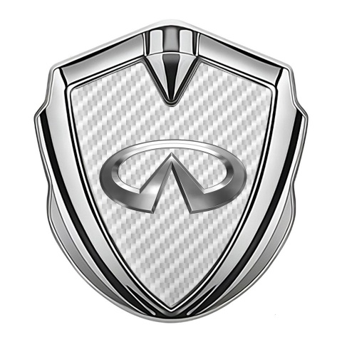 Infiniti Emblem Self Adhesive Silver White Carbon Chrome Logo Effect