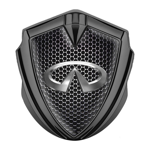 Infiniti Trunk Emblem Badge Graphite Black Grate Effect Chromed Motif