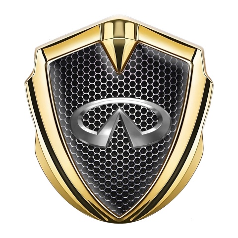 Infiniti Trunk Emblem Badge Gold Black Grate Effect Chromed Motif