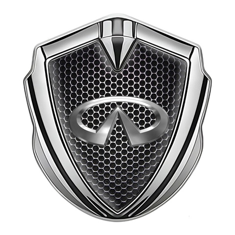 Infiniti Trunk Emblem Badge Silver Black Grate Effect Chromed Motif
