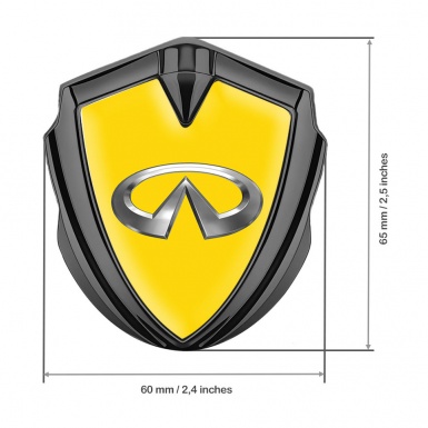 Infiniti Bodyside Domed Emblem Graphite Yellow Background Chrome Design