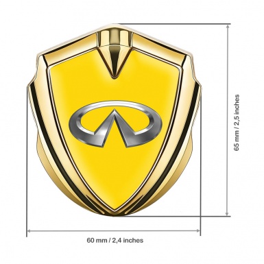 Infiniti Bodyside Domed Emblem Gold Yellow Background Chrome Design
