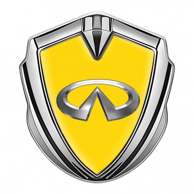 Infiniti Bodyside Domed Emblem Silver Yellow Background Chrome Design