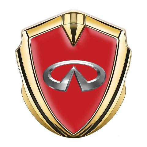 Infiniti Bodyside Emblem Self Adhesive Gold Red Base Big Metallic Logo