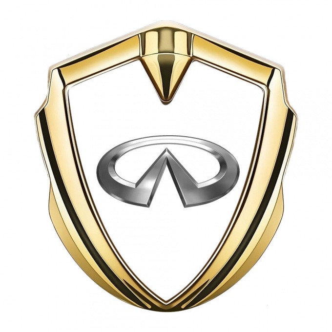 Infiniti Metal Emblem Self Adhesive Gold White Pearl Base Chrome Effect