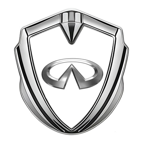 Infiniti Metal Emblem Self Adhesive Silver White Pearl Base Chrome Effect