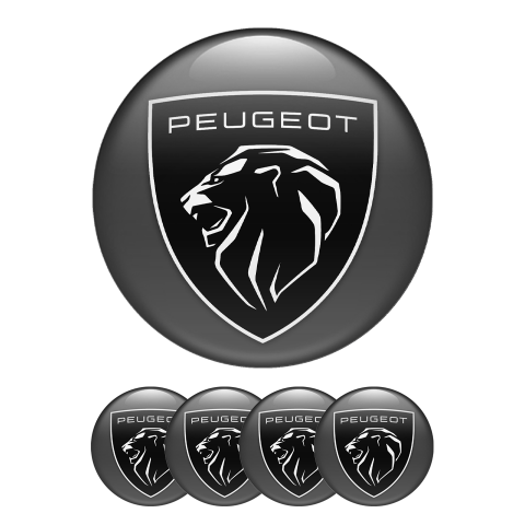Peugeot Stickers Wheel Center Caps Dark Grey