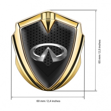 Infiniti Fender Emblem Badge Gold Dark Mesh V Shaped Panels Design