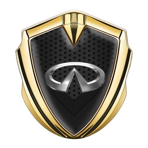 Infiniti Fender Emblem Badge Gold Dark Mesh V Shaped Panels Design