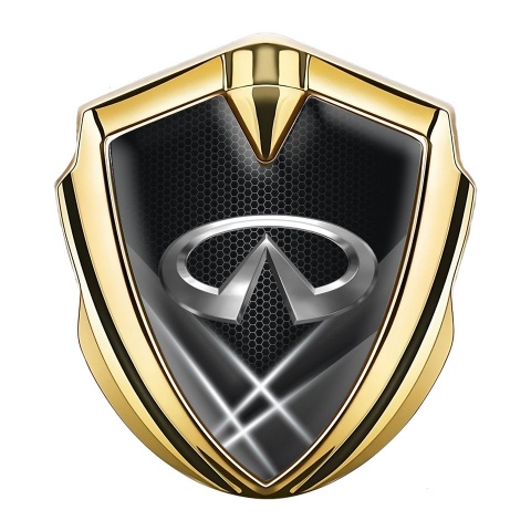 Infiniti Bodyside Emblem Badge Gold Greyscale Hex Glow Effect Edition