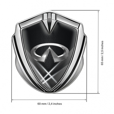 Infiniti Bodyside Emblem Badge Silver Greyscale Hex Glow Effect Edition