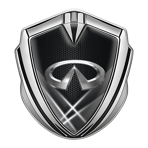Infiniti Bodyside Emblem Badge Silver Greyscale Hex Glow Effect Edition