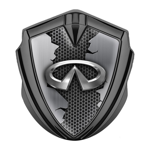 Infiniti Trunk Emblem Badge Graphite Hex Base Cracked Aluminum Panel