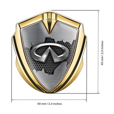 Infiniti Emblem Car Badge Gold Broken Shield Effect Chrome Logo