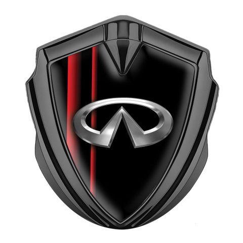 Infiniti Emblem Badge Self Adhesive Graphite Black Crimson Stripes Edition